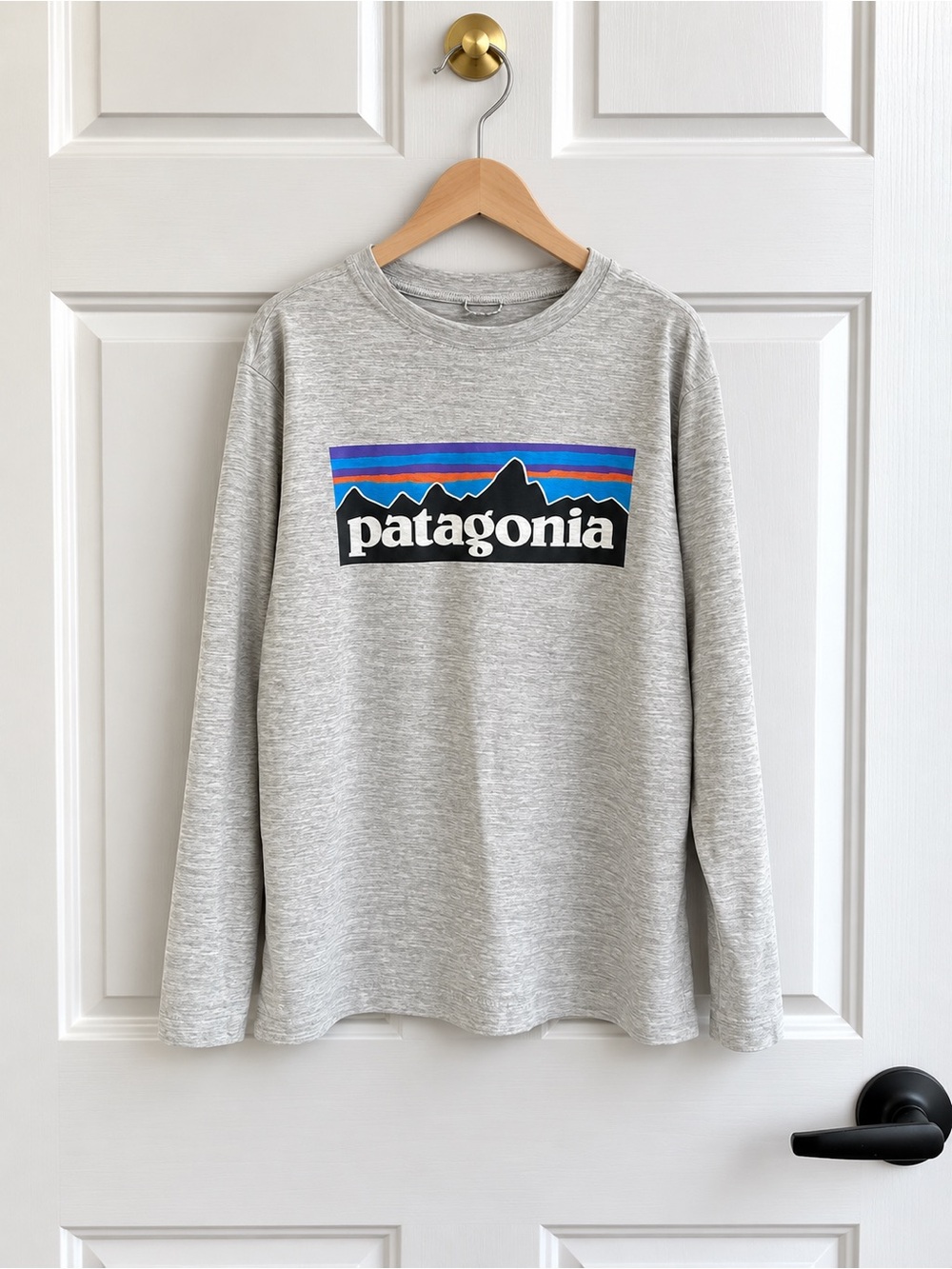 Patagonia Kids Capilene Logo Long Sleeve Shirt Gray Size M 10